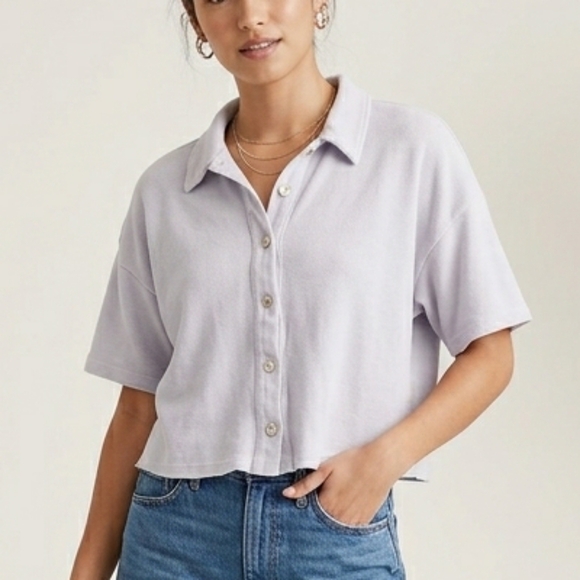 Madewell Tops - Madewell Textured Cropped Button Down Blouse Top